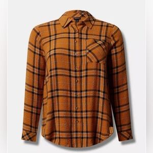 Torrid Lizzie Crinkle Flannel Gauze Button-Up Shirt Size 1X (14/16)